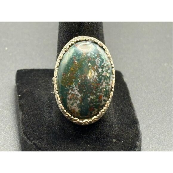 Sterling Silver & Dragons Blood Jasper Ring 7 NEW